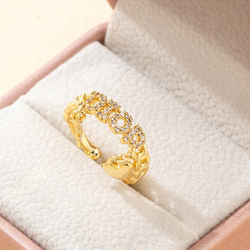 Light Luxury Explosive Zircon Letter Ring Women'S Personality High-End Sense Small Pendant Design Exquisite Love Star Ring - Image 3